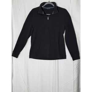 Perry Ellis Mens Black Textured 1/4 Zip Long Sleeve Pullover Sweater Size Medium